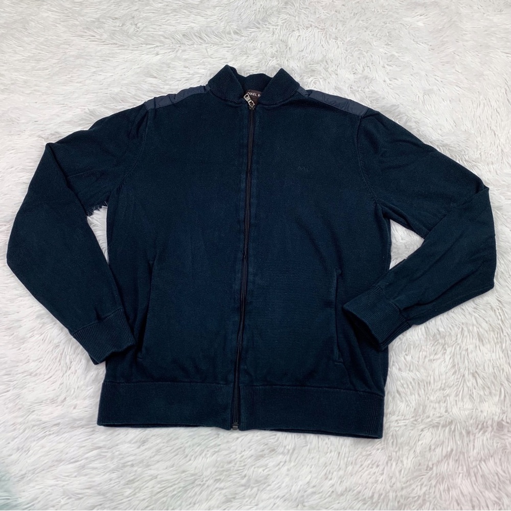 Michael Kors men's long sleeve full zip‎ sweater cardigan in navy blue